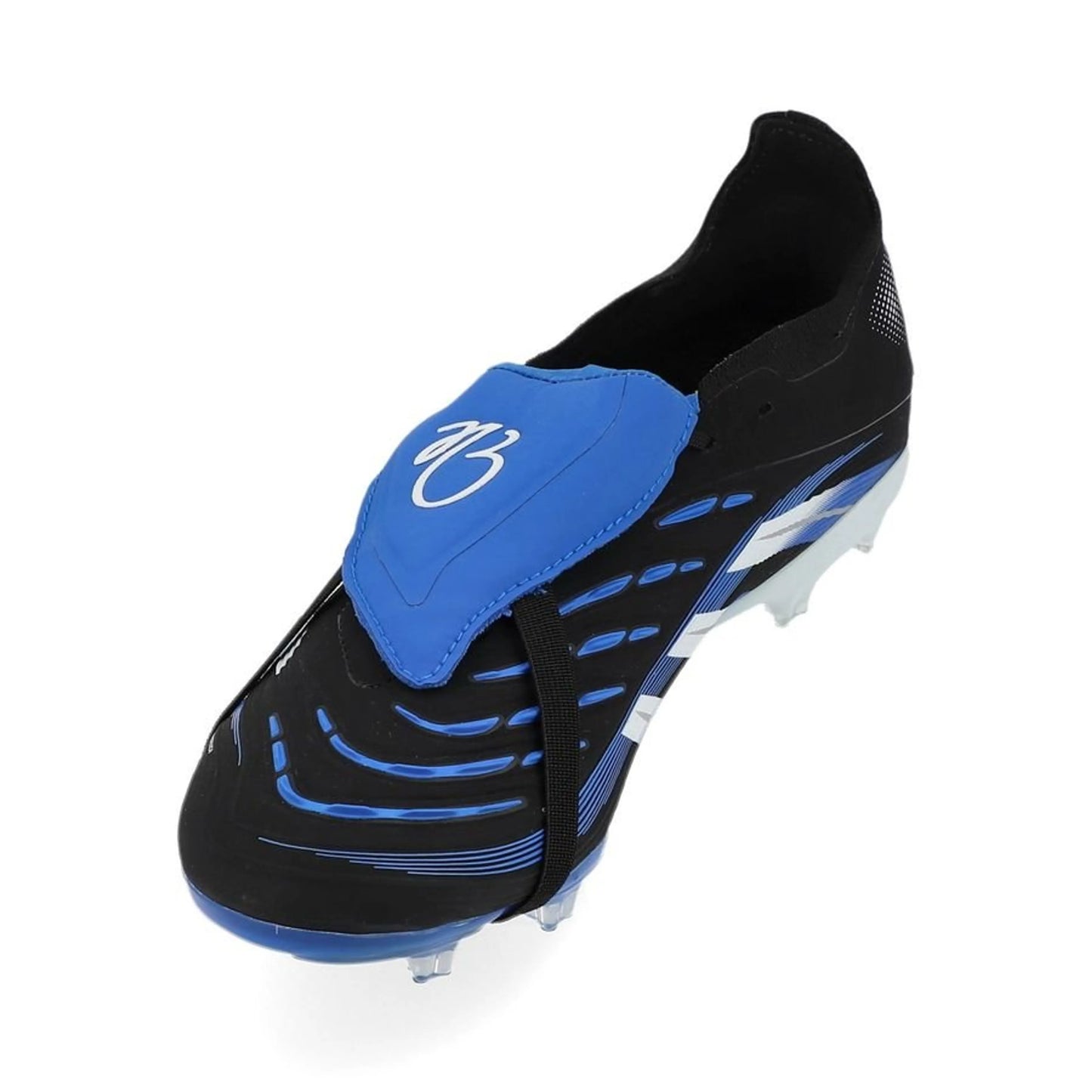 side view of the adidas Predator Elite Fold-over Tongue FG in a Black/White/Blue colorway