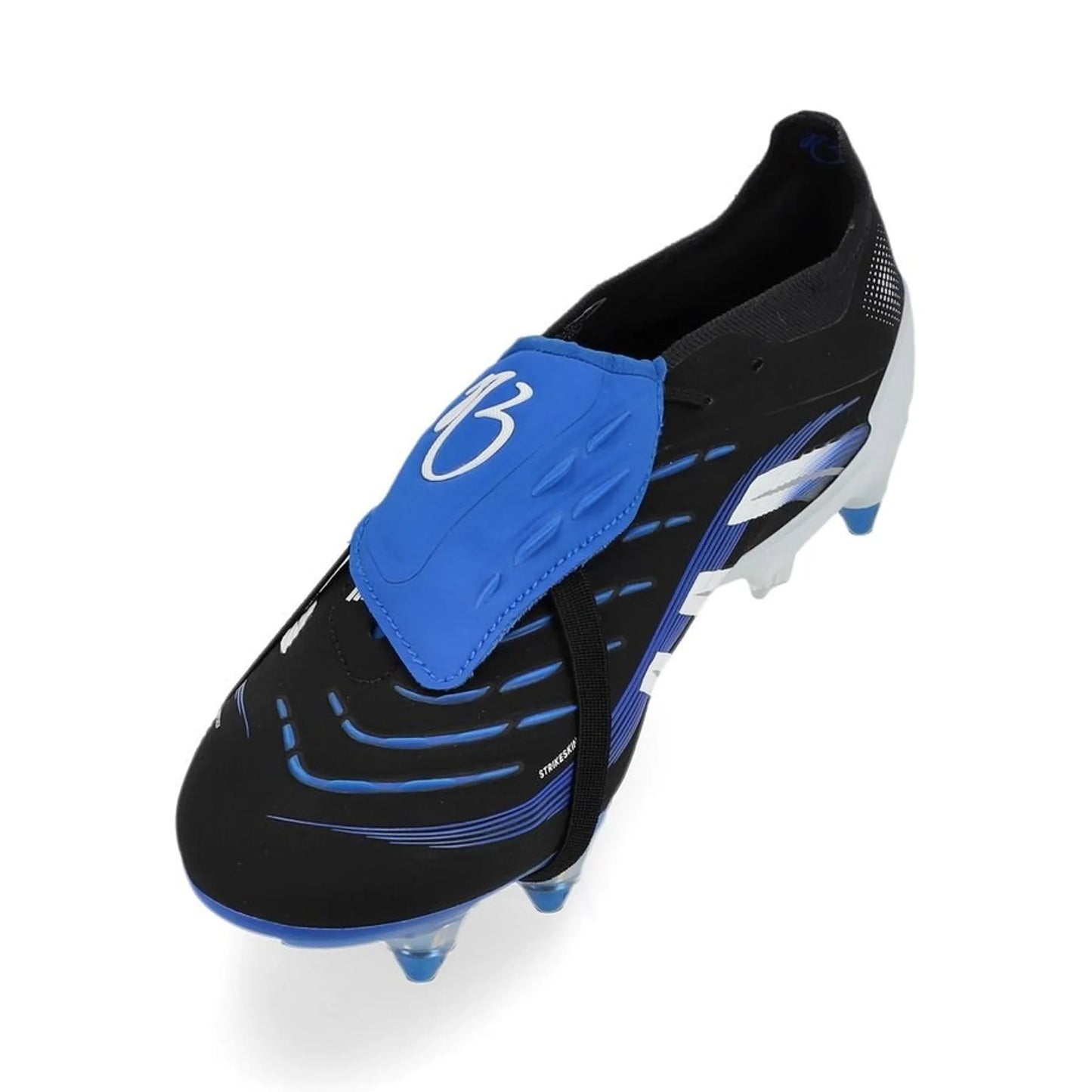 side view of the adidas Predator Elite Fold-over Tongue SG Jude Bellingham Signature Edition in Black/Blue/White