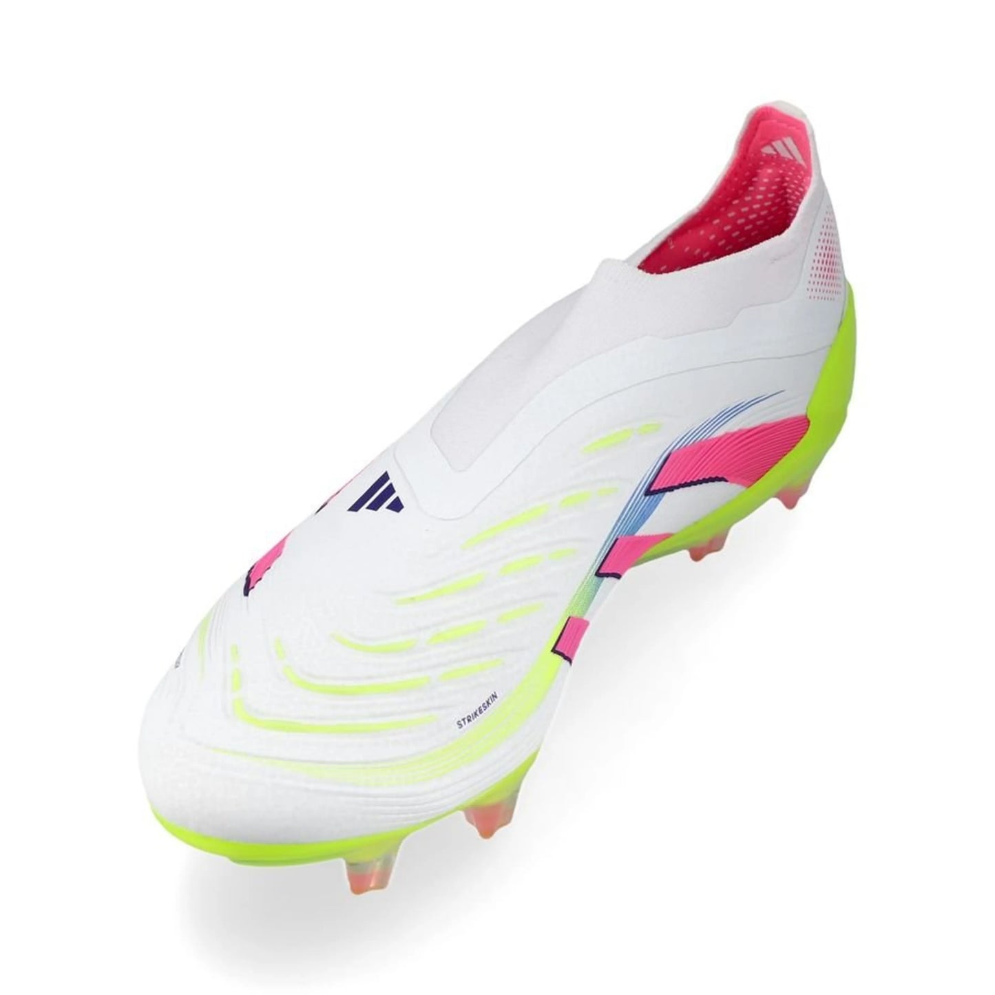 side view of the adidas Predator Elite Laceless FG "Celestial Victory" Pack in a White/Pink/Lemon colorway
