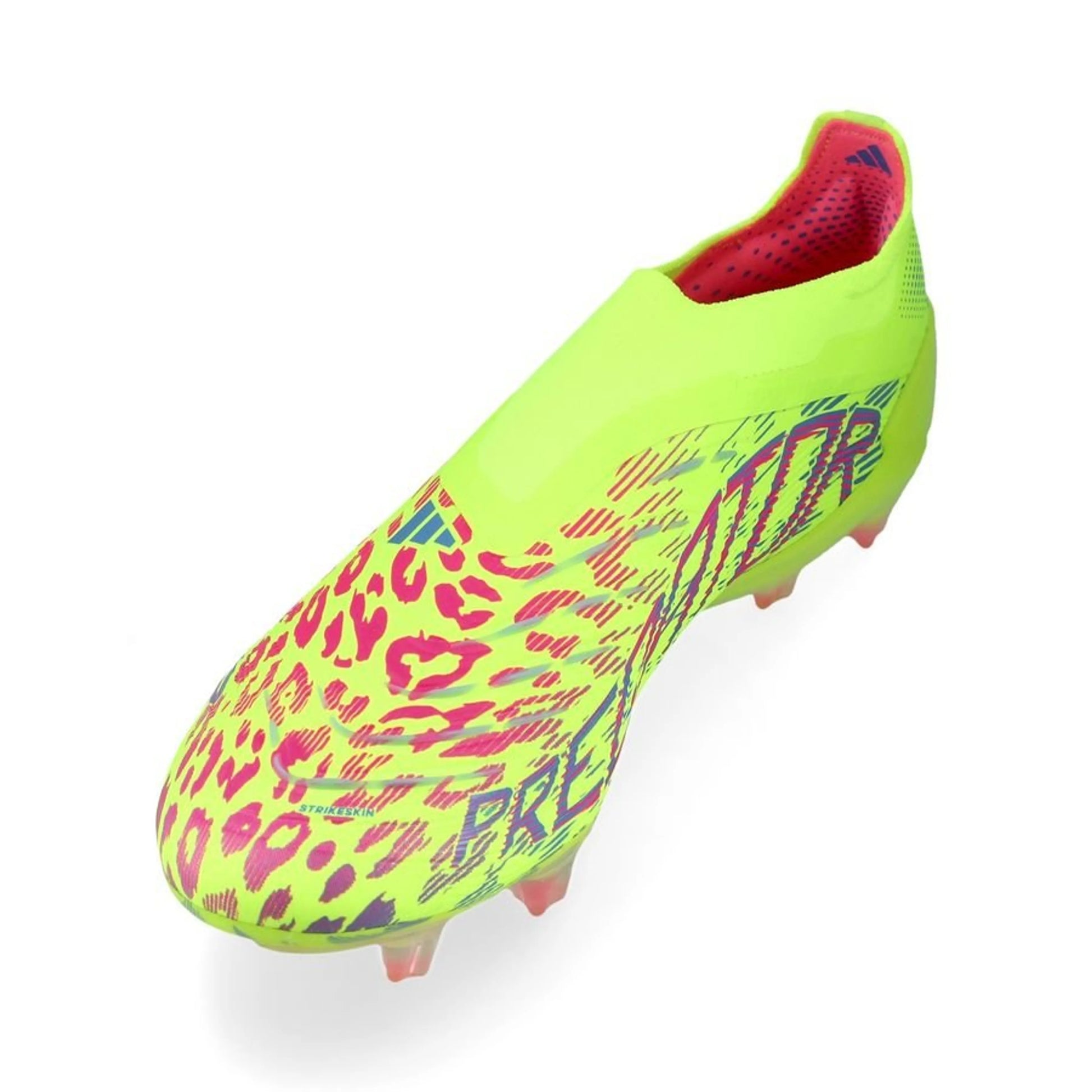 side view of the adidas Predator Elite Laceless FG "Mystic Victory" pack Lemon/Pink/Blue colorway