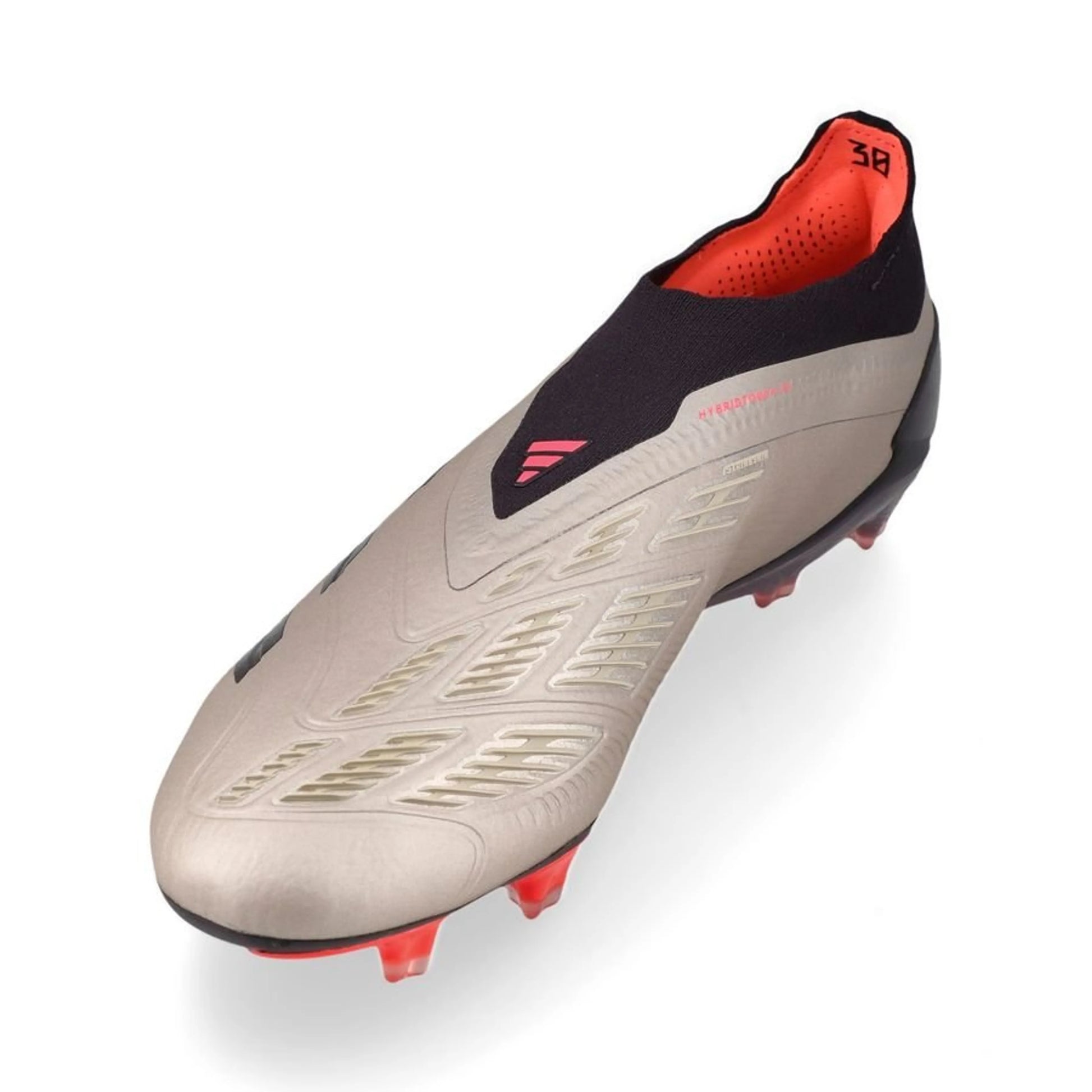 side view of the adidas Predator Elite Laceless FG "Vivid Horizon" Pack in a Metallic/Black/Orange colorway
