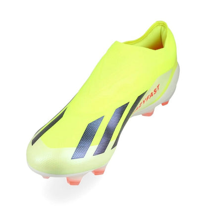 side view of the adidas X Crazyfast Elite FG Laceless Solar Energy Pack in Yellow/Black/White colorway