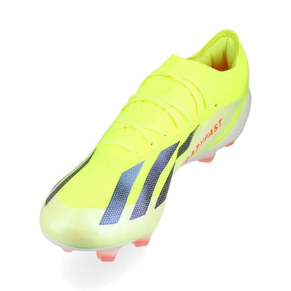 side view of the adidas X Crazyfast Elite FG "Solar Energy" Pack in a Yellow/Black/Red colorway