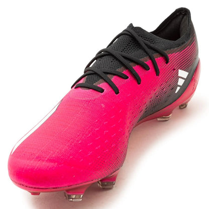 side view of the adidas X Speedportal .1 FG "Own Your Football" pack in a Pink/White/Black colorway