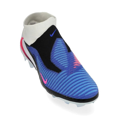 side view of the Nike Phantom 6 Elite High Cut FG in Racer Blue / Pink Blast (Attack Pack)