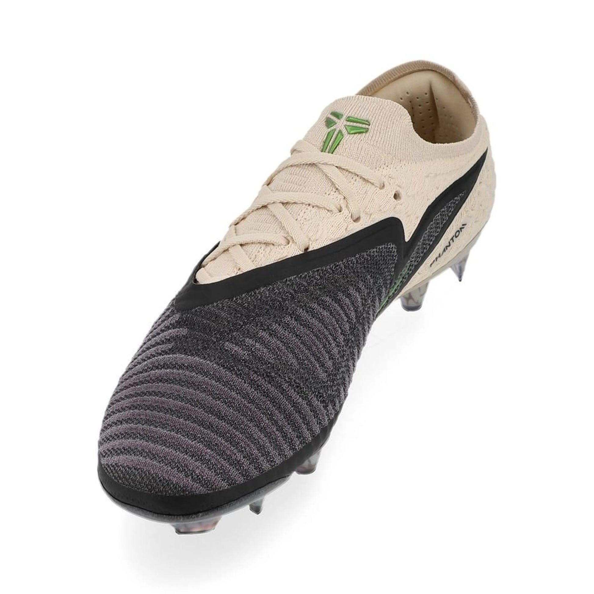 side view of the Nike Phantom 6 Elite Low Cut FG Black Mamba in White/Black/Green  colorway
