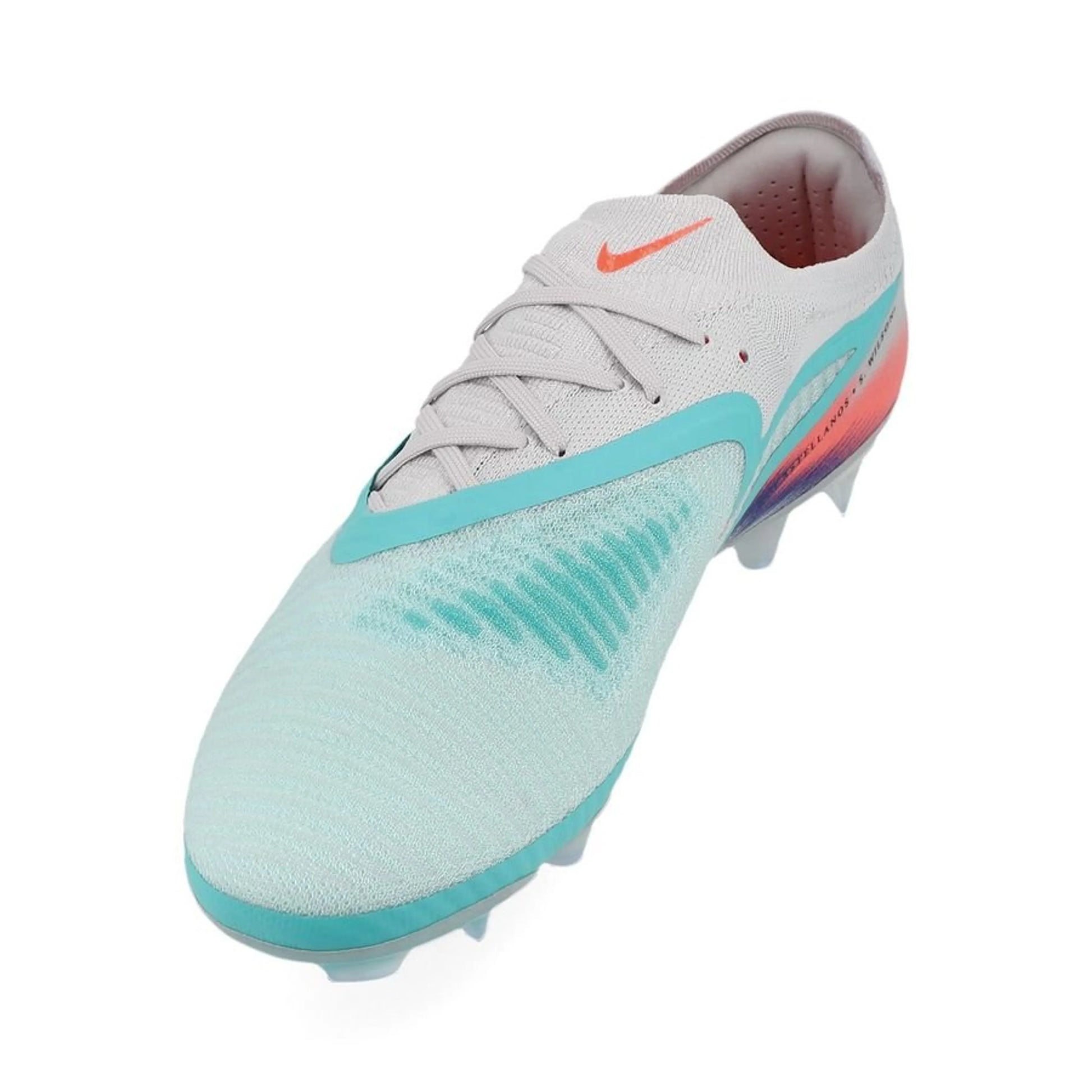 side view of the Nike Phantom 6 Elite Low Cut FG United in Frost/Orange colorway