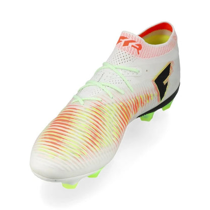 side view of the PUMA Future 8 Ultimate FG Launch Edition White/Black/Lime colorway