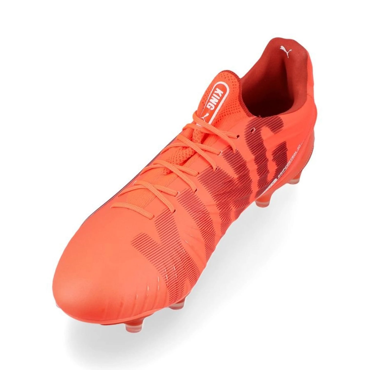 side view of the PUMA King Ultimate FG/AG football boots Unlimited Pack in Red/White colorway