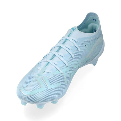 side view of the PUMA Ultra 5 Ultimate FG Light Up Pack in Blue/White/Aqua colorway