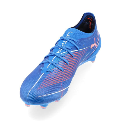 side view of the PUMA Ultra 6 Ultimate FG Untamed Pack in Blue/White/Red colorway