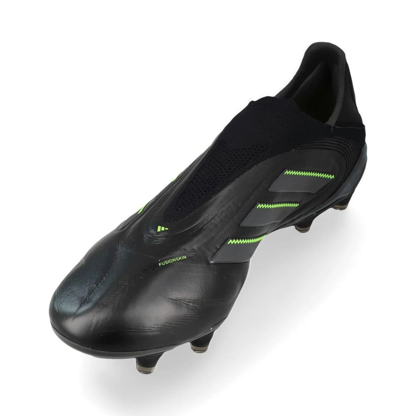 side view of the adidas Copa Pure 3 Elite Laceless FG Electric Stealth pack in Black/Lemon colorway