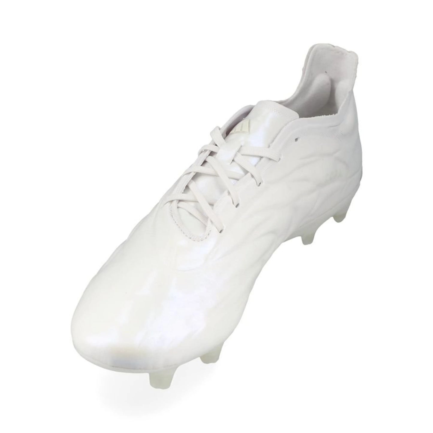 side view of the adidas Copa Pure FG Pearlized pack in a clean White finish.