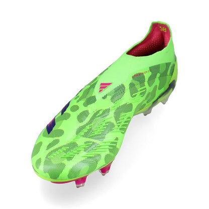 side view of the adidas Predator Elite Laceless FG "Generation Pred" pack in Green/Pink colorway