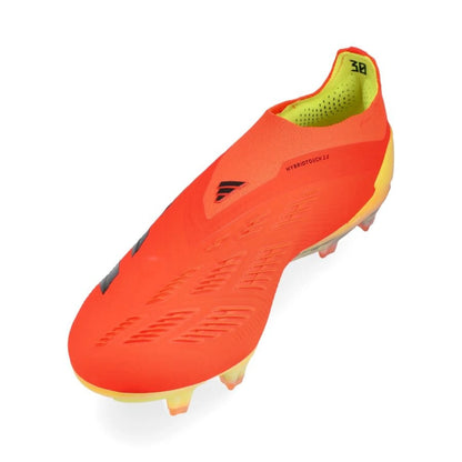 side view of the adidas Predator Elite Laceless FG "Predstrike" pack in Red/Black/Yellow colorway