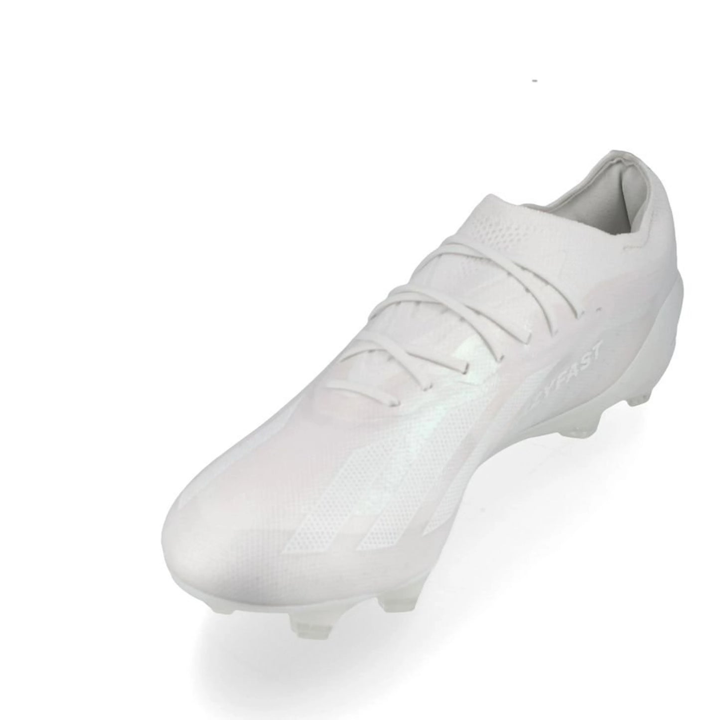 side view of the adidas X Crazyfast .1 FG Pearlized pack in a clean White finish.