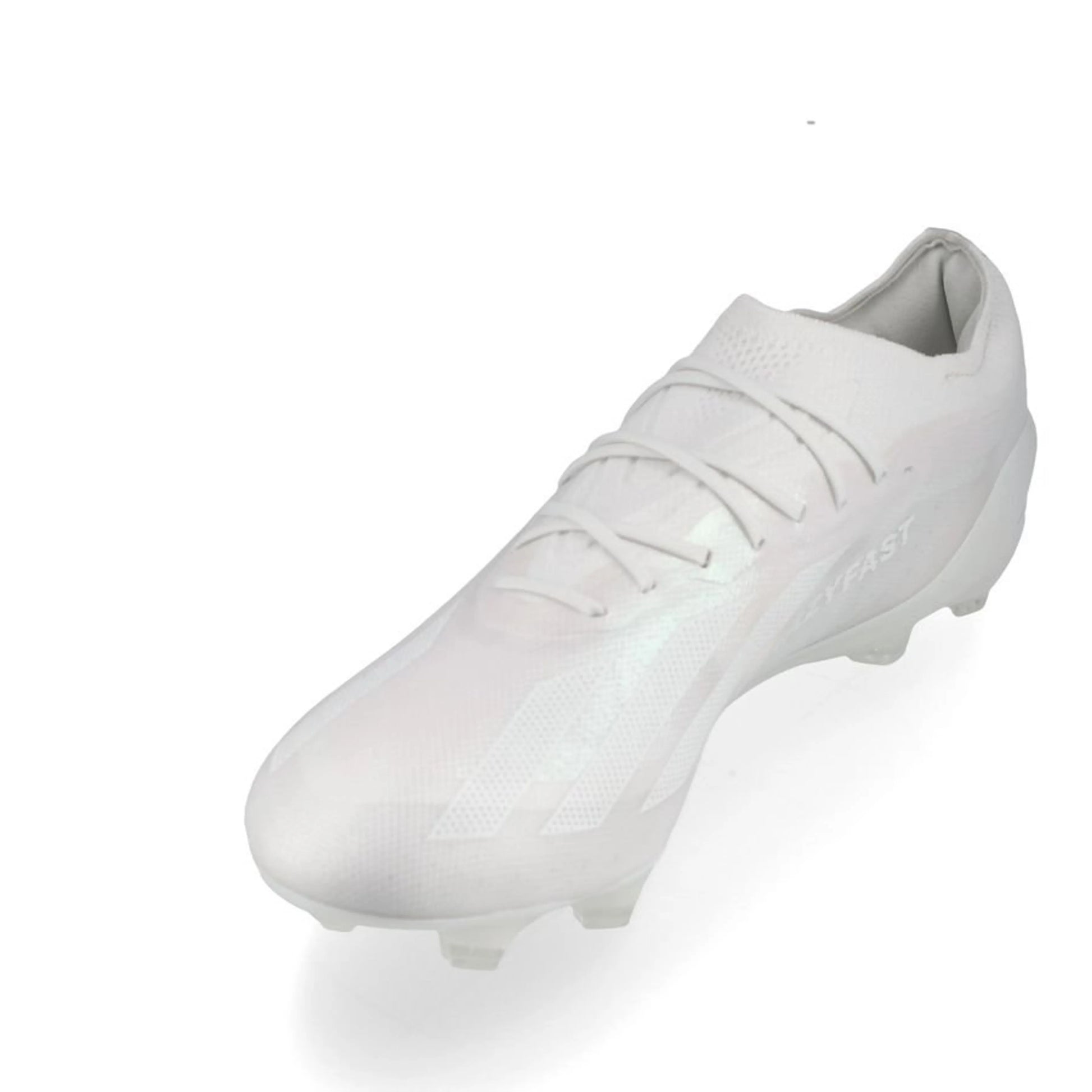 side view of the adidas X Crazyfast .1 FG Pearlized pack in a clean White finish.