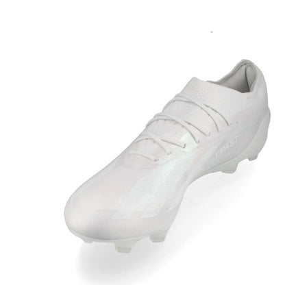 side view of the adidas X Crazyfast .1 FG Pearlized pack in a clean White finish.