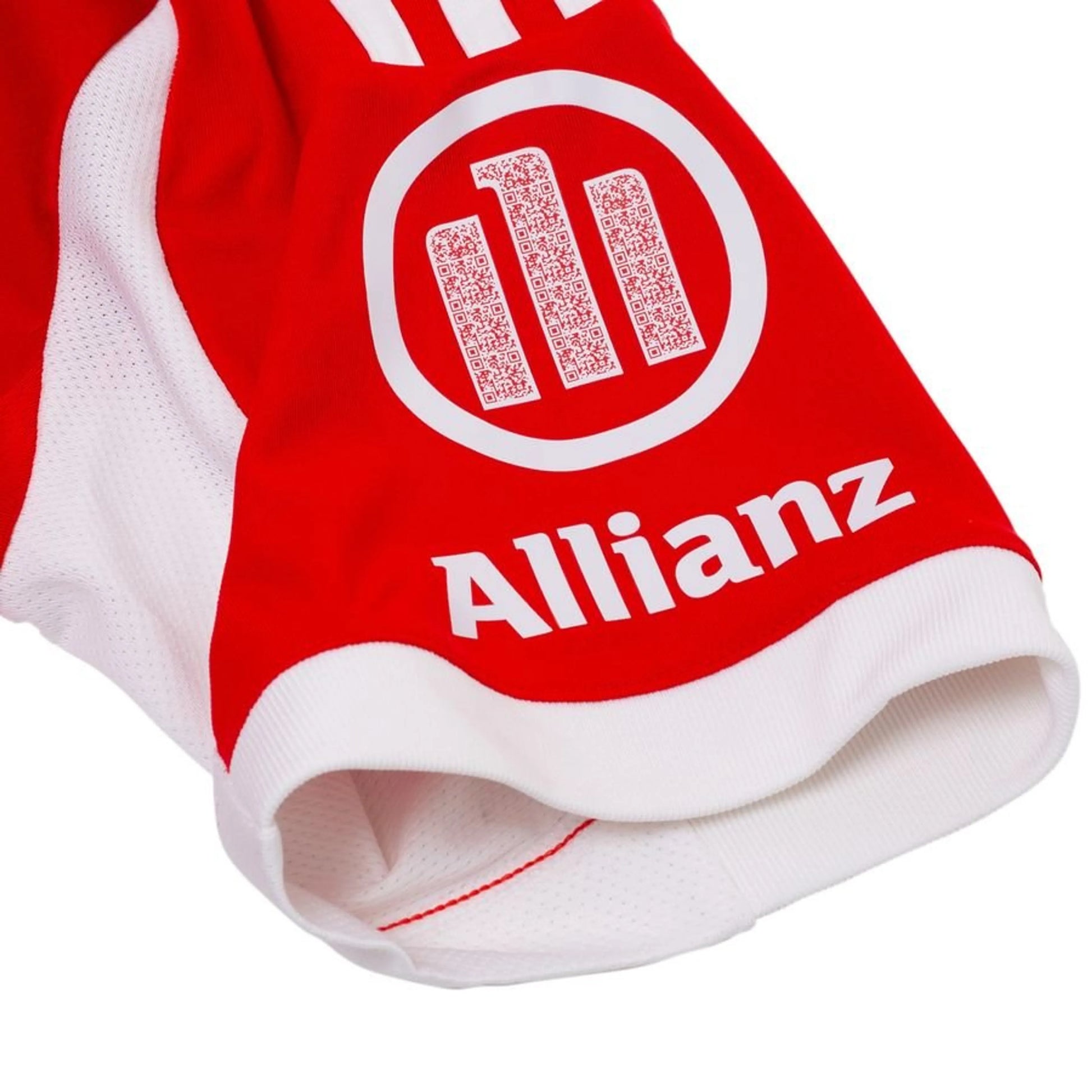 sleeve view of the Adidas Bayern Munchen 2025/26 Home Red & White Jersey