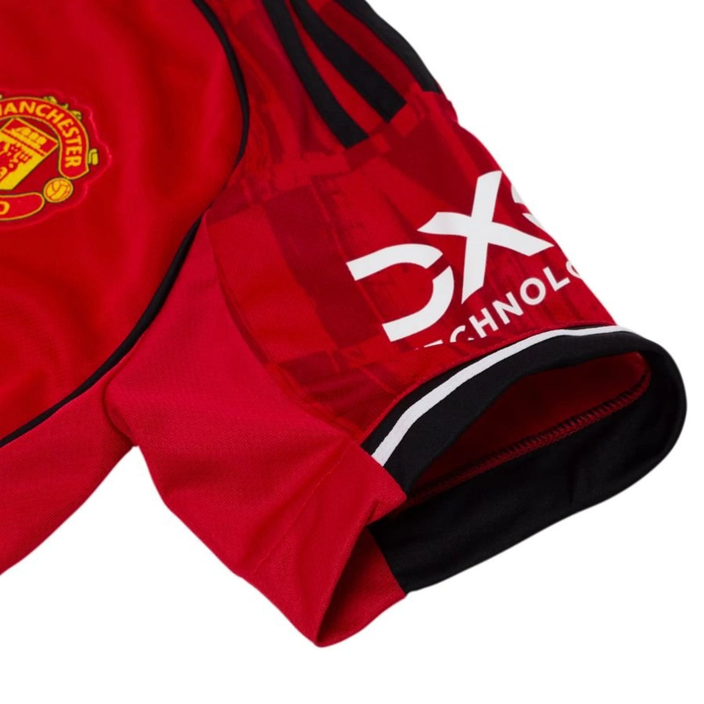 sleeve view of the adidas Manchester United Home Shirt 2025/26 Women - Red/White/Black