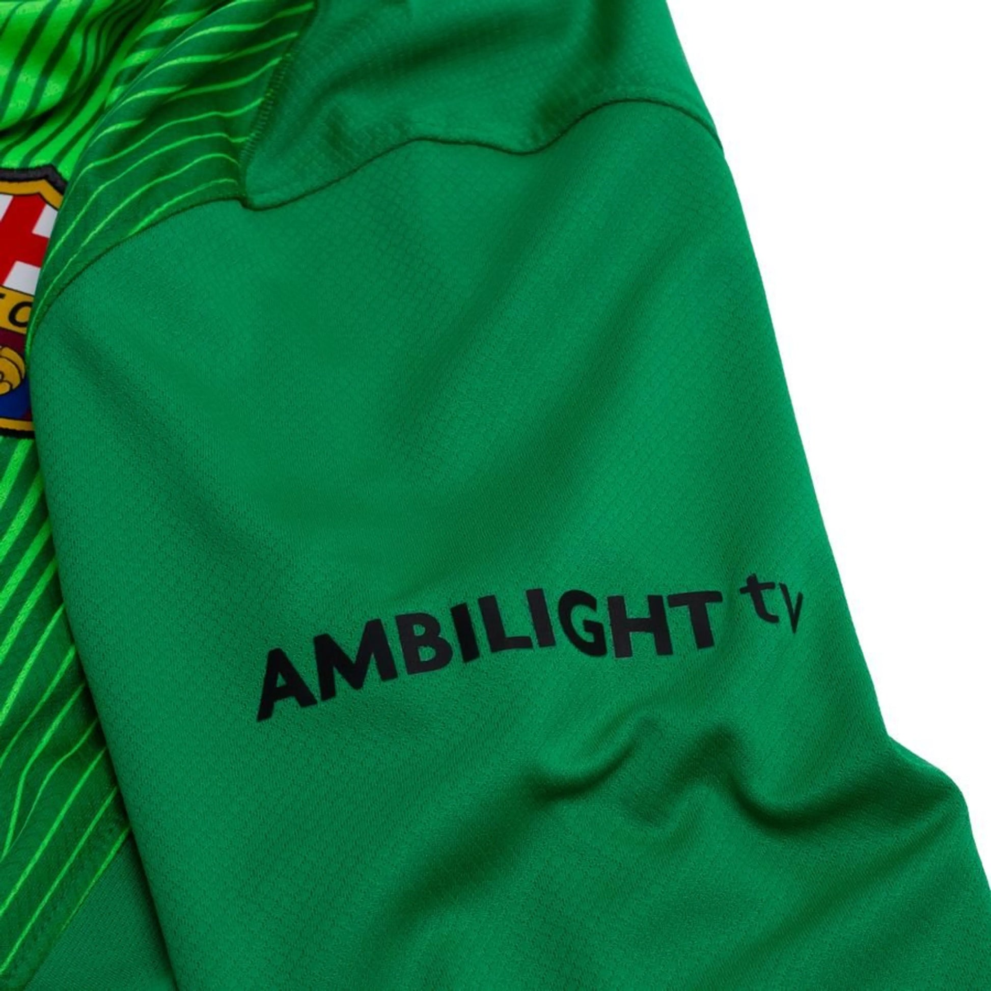 sleeve view of the Nike FC Barcelona 2025/26 Home Goalkeeper Shirt in Green/Black