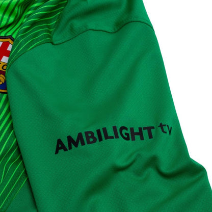 sleeve view of the Nike FC Barcelona 2025/26 Home Goalkeeper Shirt in Green/Black