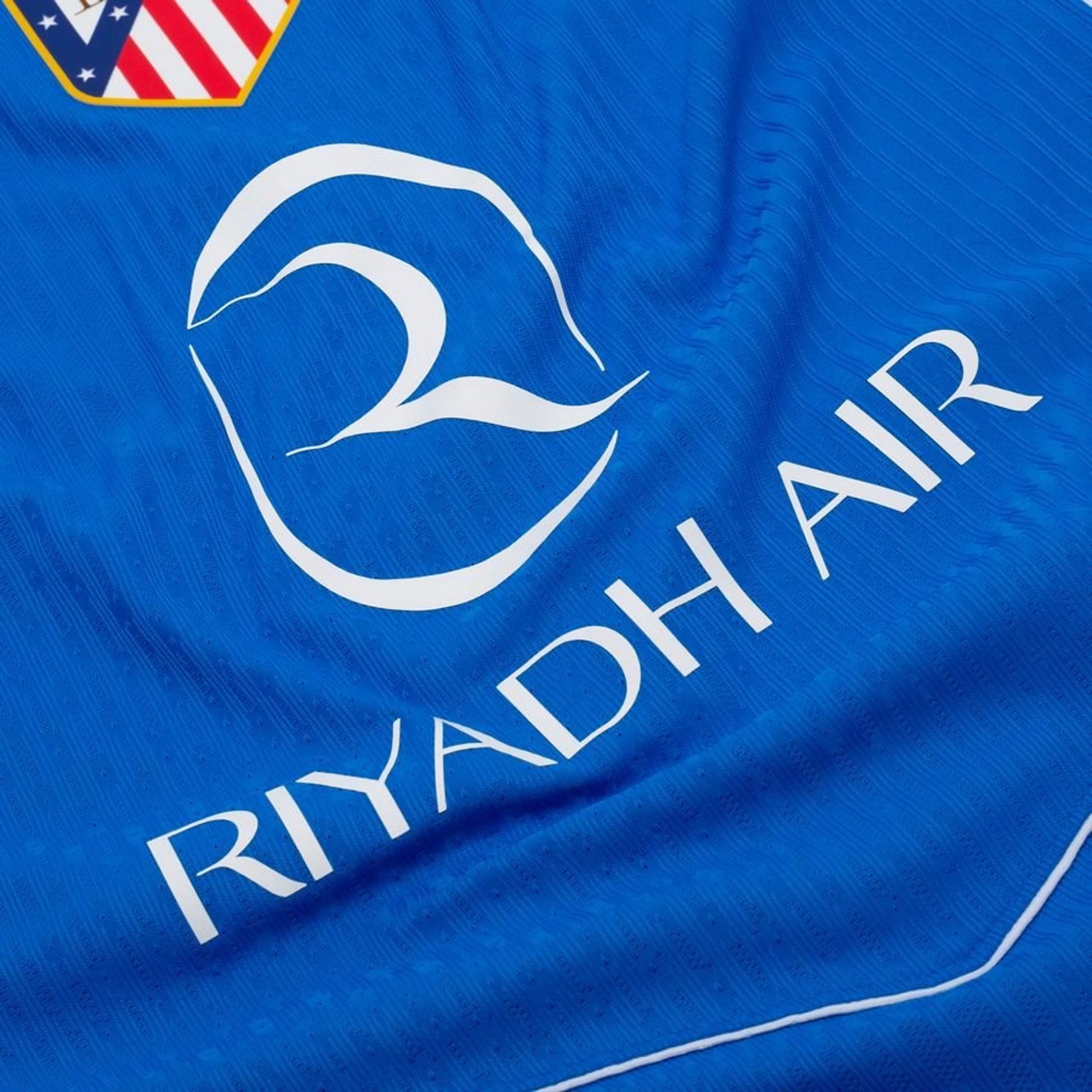 sponsor view on the Nike Atletico Madrid 2025/26 Third Blue Jersey