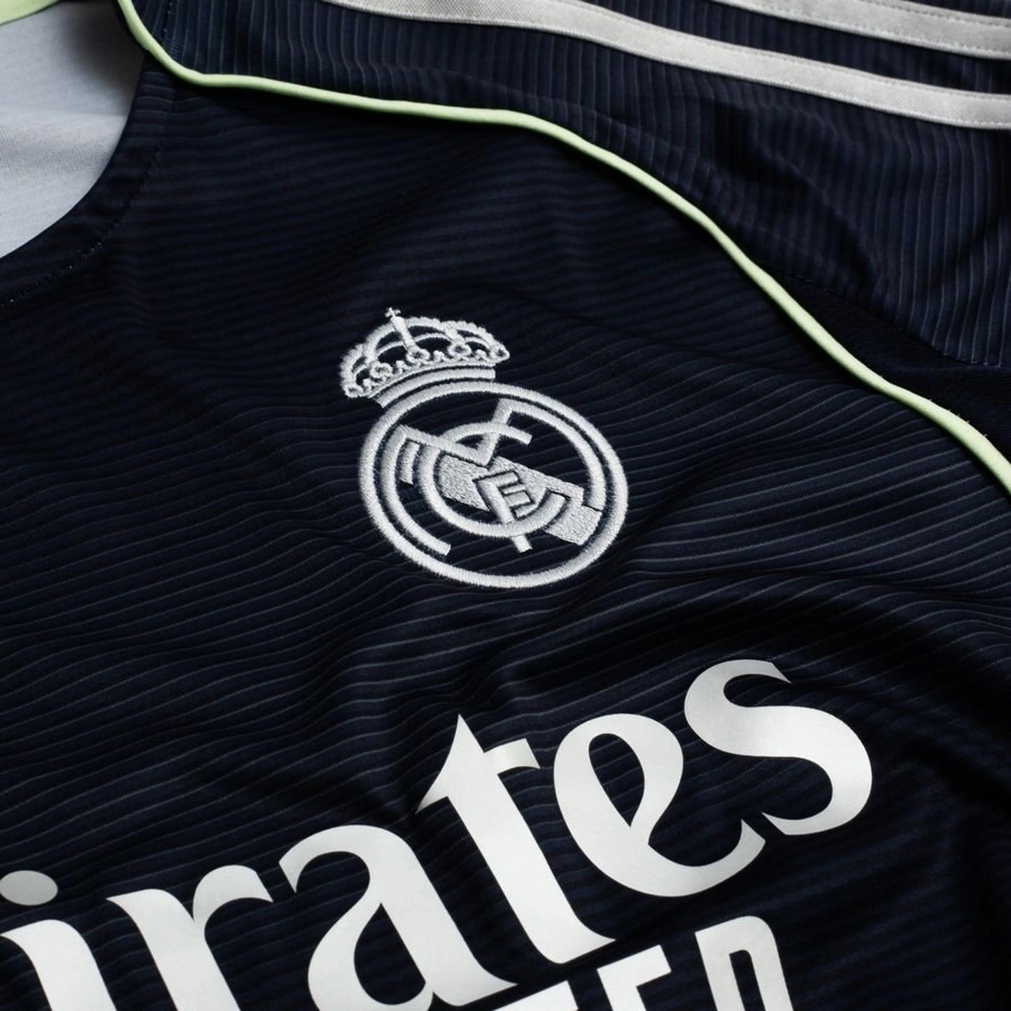 team logo view of the Adidas Real Madrid 2025/26 Away Long Sleeve Jersey