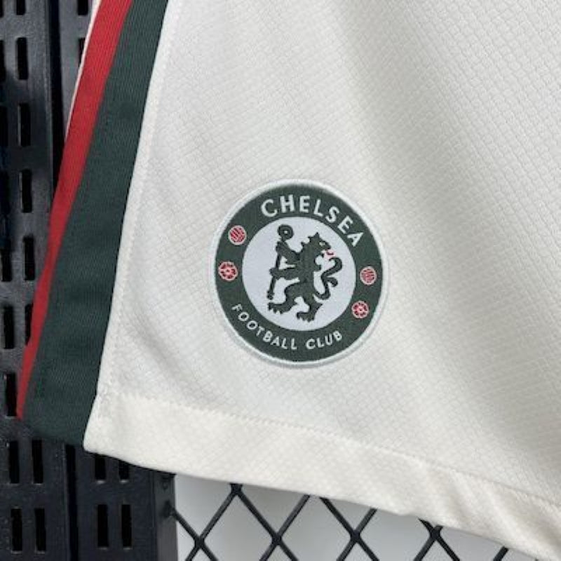 team logo view on the Chelsea 25/26 Away White Shorts