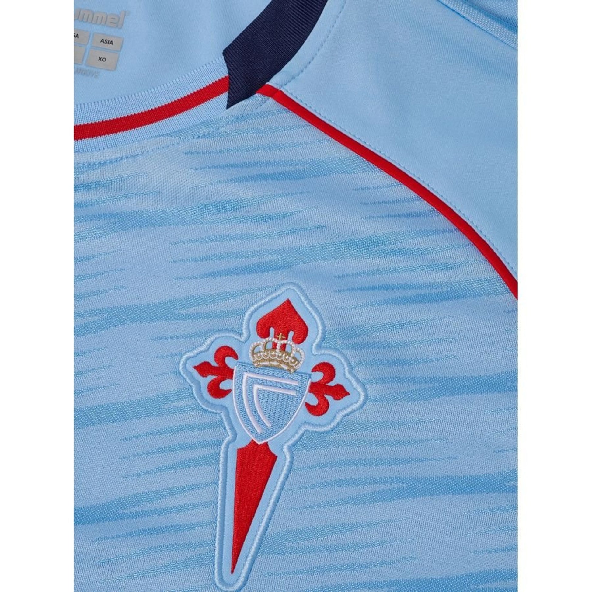 team logo view of the Hummel RC Celta Vigo 2025/26 Home Blue Shirt