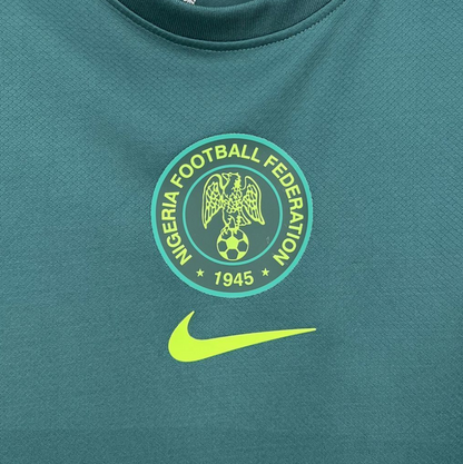team logo view of the Nigeria 25/26 Away Dark Green Football Short Sleeve Jersey Designed By Nike