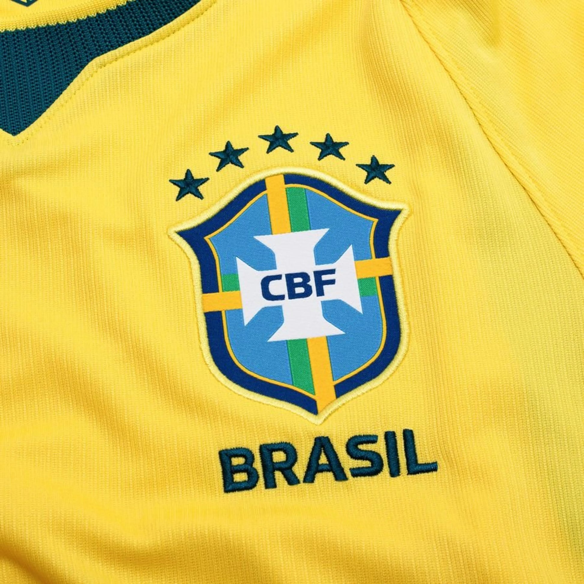 team logo view of the Nike Brazil National Team 2026 Stadium Home Womens Dri-FIT Football Shirt - Yellow
