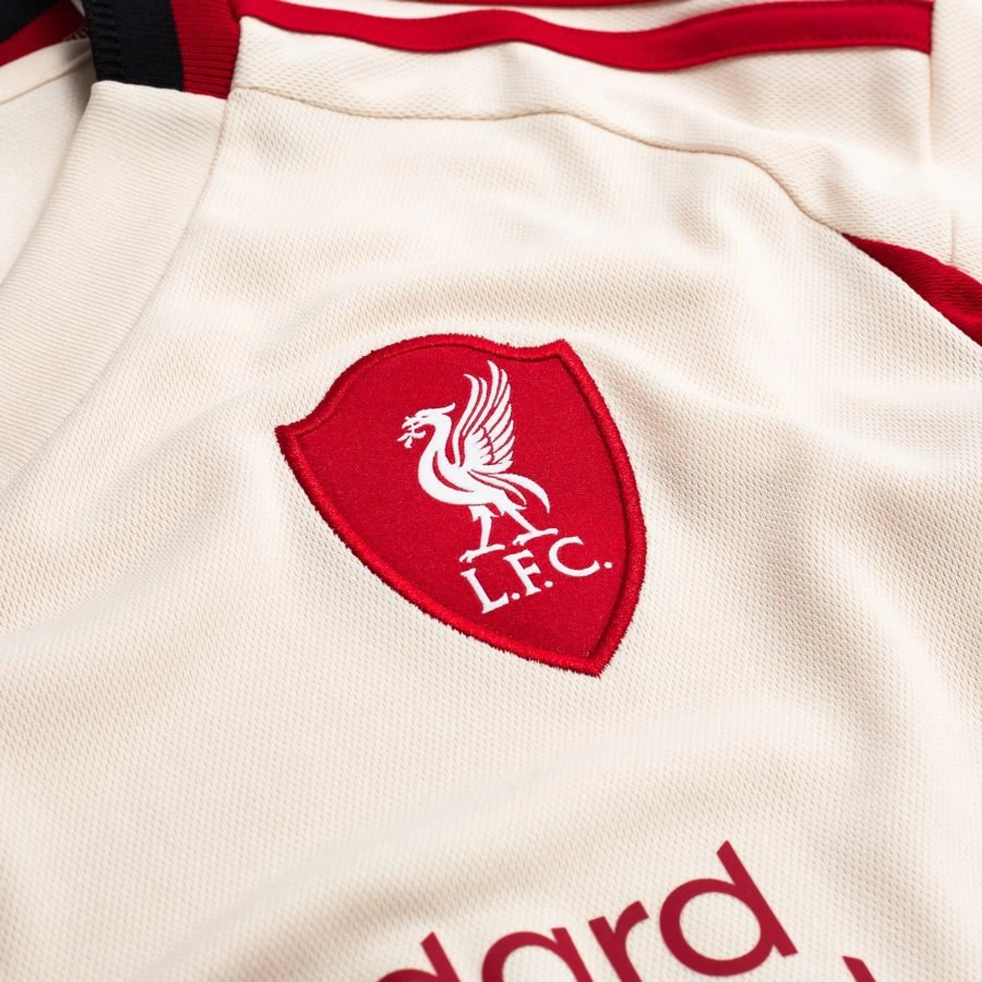 team logo view of the adidas Liverpool Away Shirt 2025/26 Women - White/Black/Red