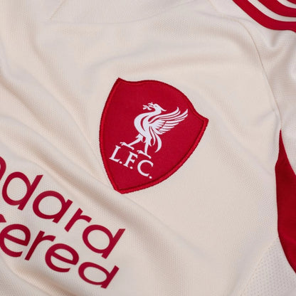 team logo view of the adidas Liverpool FC 2025/26 Away White Jersey