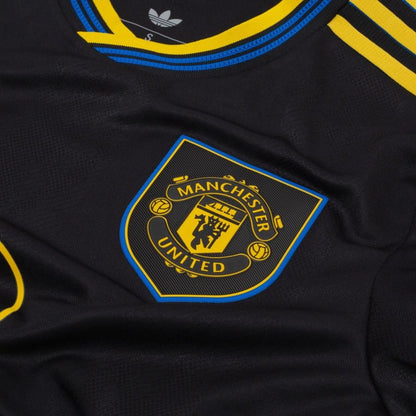 team logo view of the adidas Manchester United 2025/26 Third Black Jersey