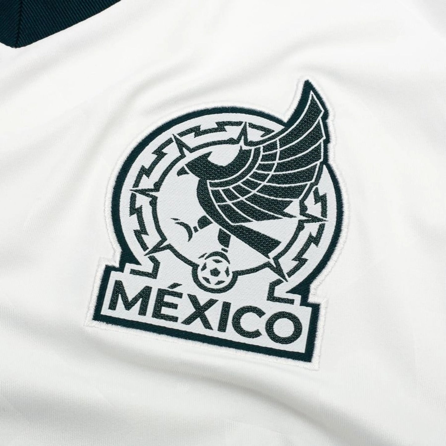 team logo view on the adidas Mexico World Cup 2026 Away White Shirt