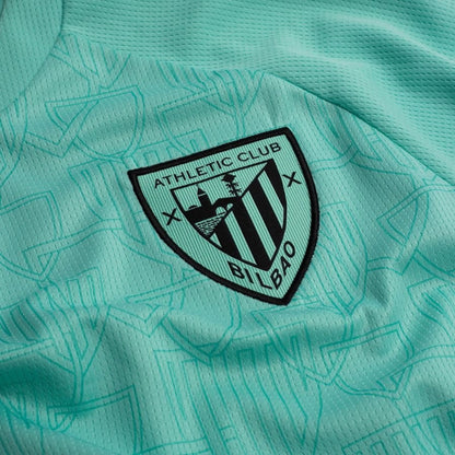 team logo view of the Castore Athletic Bilbao 2025/26 Away Shirt in Blue/White/Red