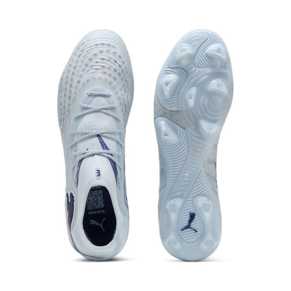 top and bottom view of the PUMA Future 9 Ultimate FG Dreamrush in a Blue/ White colorway
