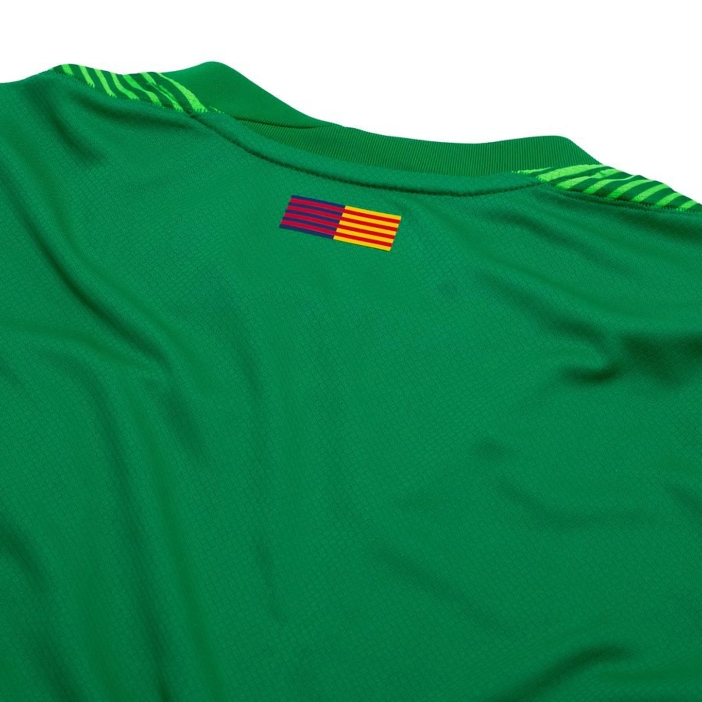 top back neck view of the Nike FC Barcelona 2025/26 Home Goalkeeper Shirt in Green/Black