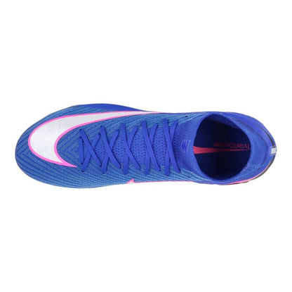 top view of the Nike Air Zoom Mercurial Superfly 10 Elite AG-PRO in Racer Blue / White (Attack Pack)