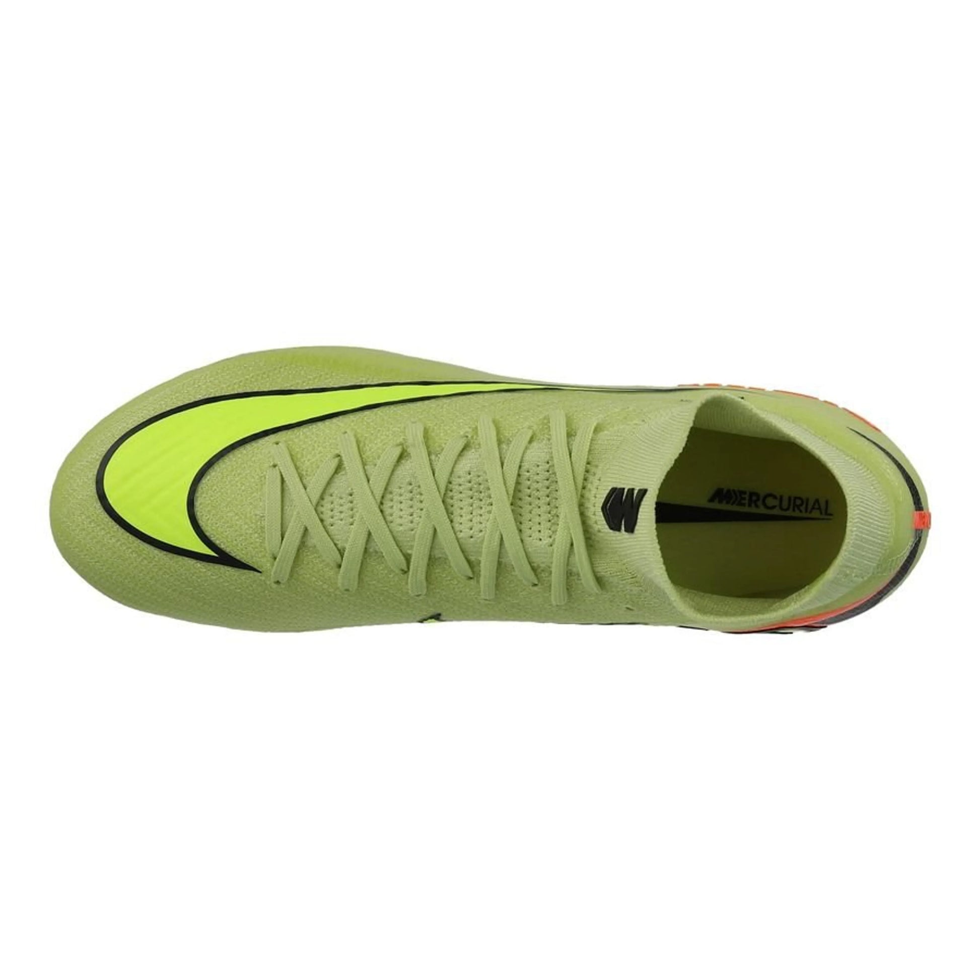 top view of the Nike Air Zoom Mercurial Superfly 10 Elite FG "Max Voltage" Pack in a Green/Yellow colorway