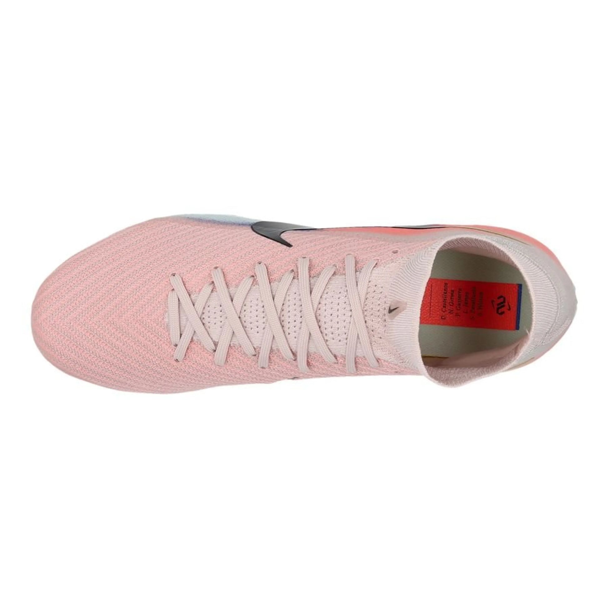 top view of the Nike Air Zoom Mercurial Superfly 10 Elite FG "United Chapter 2" Pack in a Pink/Blue/Black colorway
