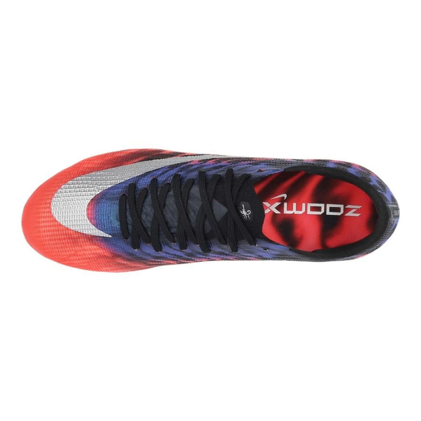 top view of the Nike Air Zoom Mercurial Superfly 11 Elite FG in Blue/Pink/Orange from the Scorpion Pack
