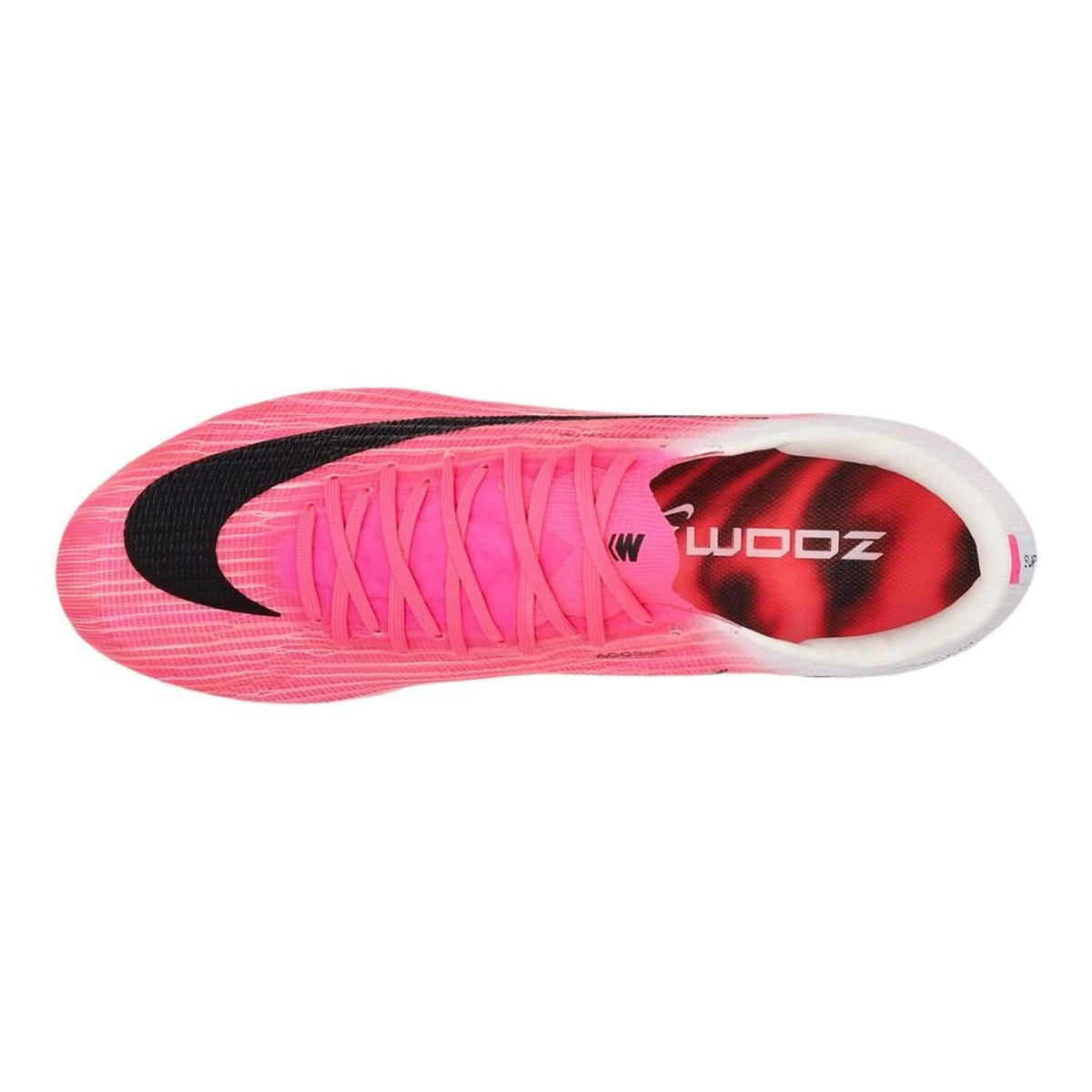 top view of the Nike Air Zoom Mercurial Superfly 11 Elite FG in Pink / White / Black (Breakout Pack)