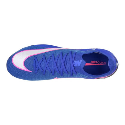 top view of the Nike Air Zoom Mercurial Vapor 16 Elite AG-PRO in Blue / White (Attack Pack)
