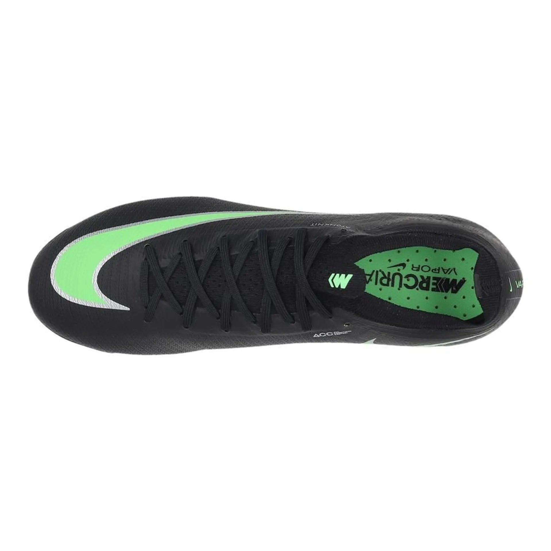 top view of the Nike Mercurial Vapor 17 Elite FG from the Shadow Pack in Black/Green