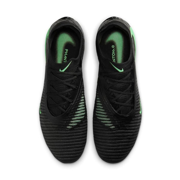 top view of the Nike Phantom 6 Elite Low Cut FG from the Shadow Pack in Black/Green