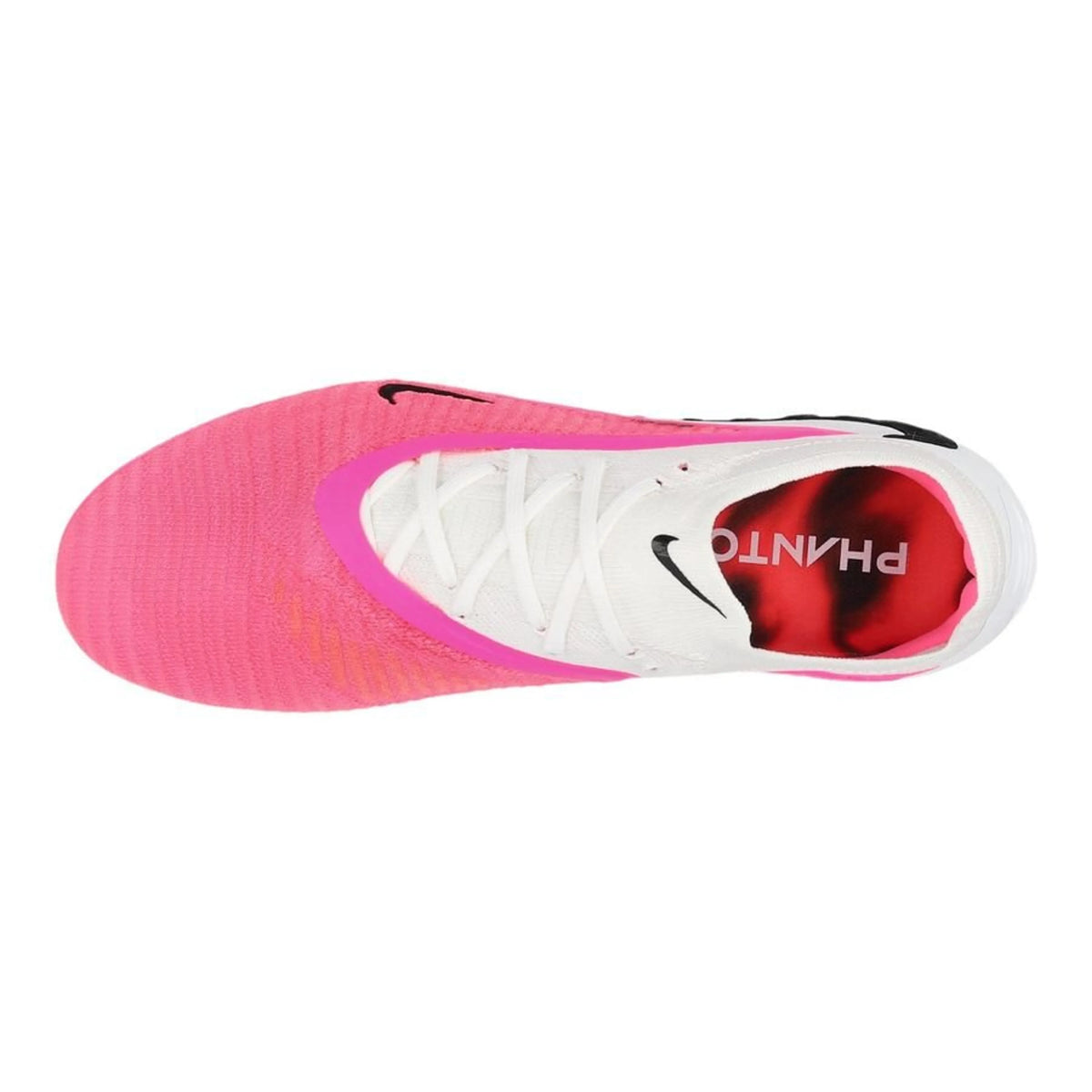 top view of the Nike Phantom 6 Elite Low Cut FG in Pink / White / Black (Breakout Pack)
