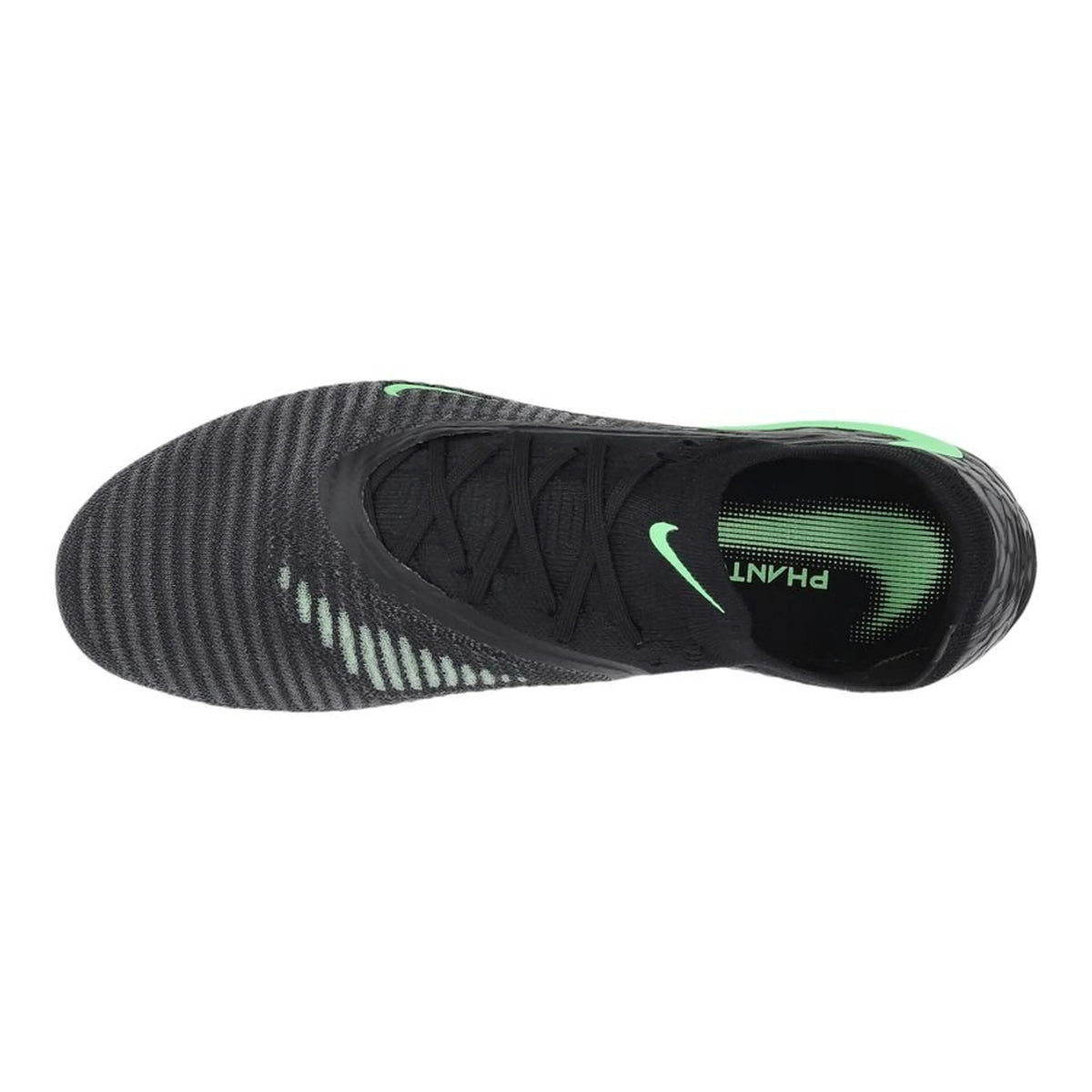 top view of the Nike Phantom 6 Elite Low Cut SG-PRO in Black/Green from the Shadow Pack 