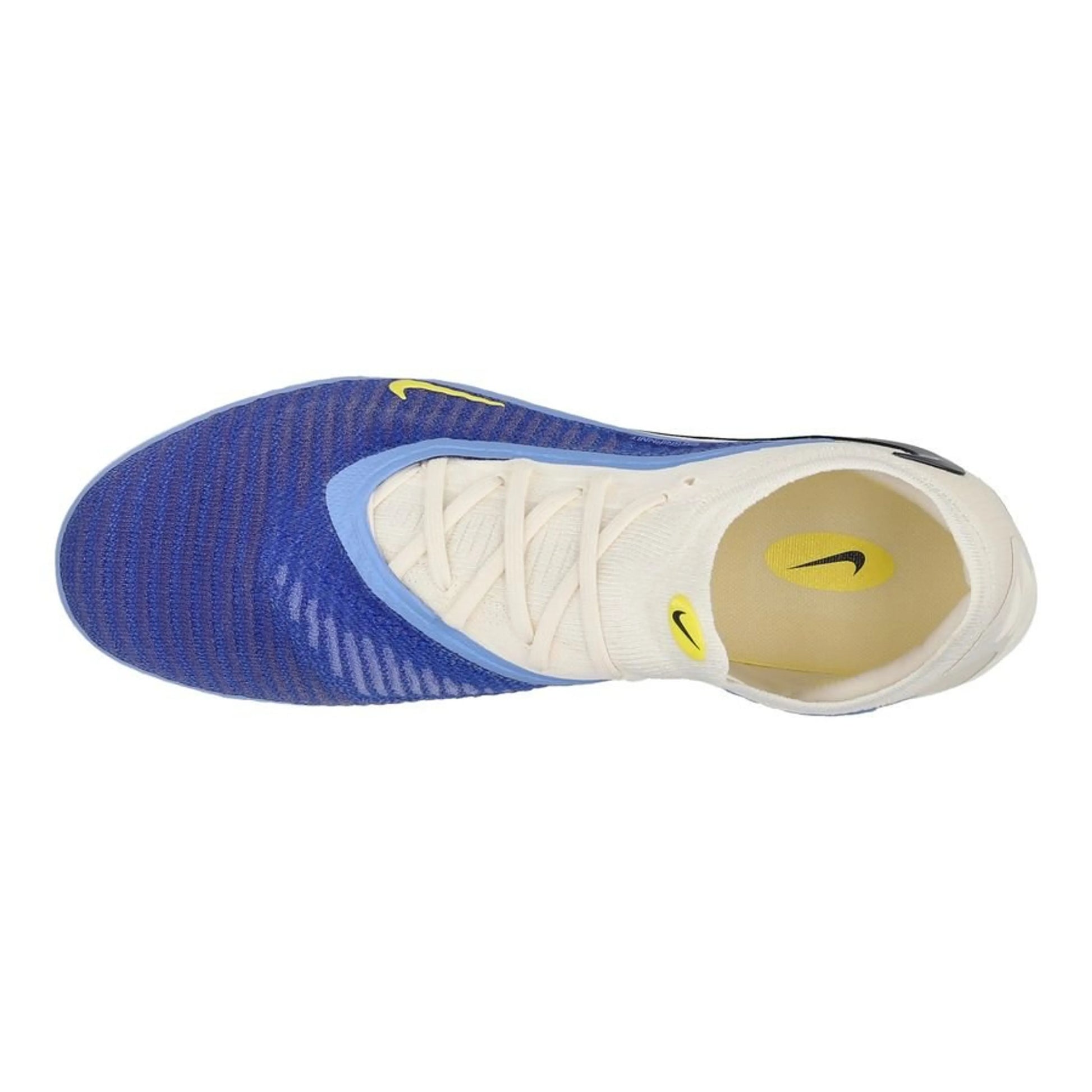 top view of the Nike Phantom 6 Elite Low Cut SG-PRO in blue and white from the exclusive Fear Nothing Pack